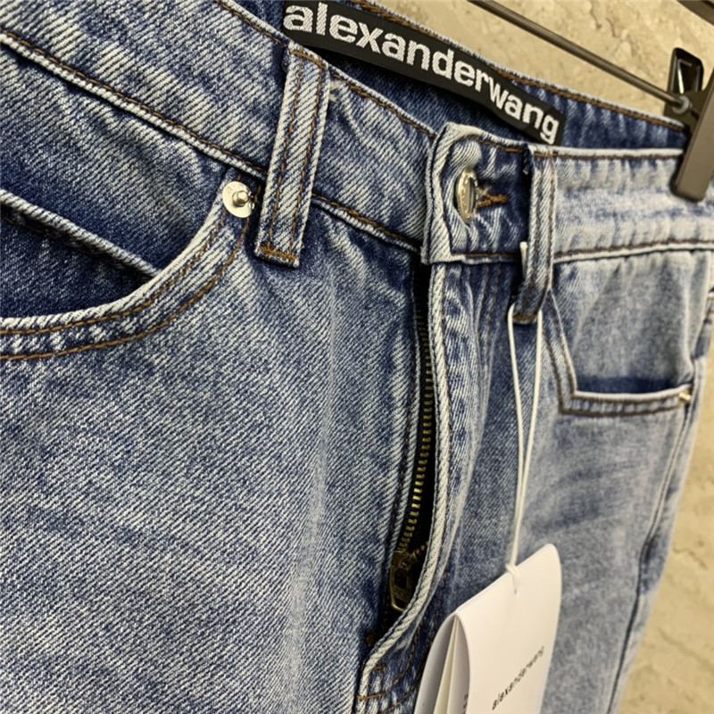 A1exa*der wang embossed lettering denim shorts