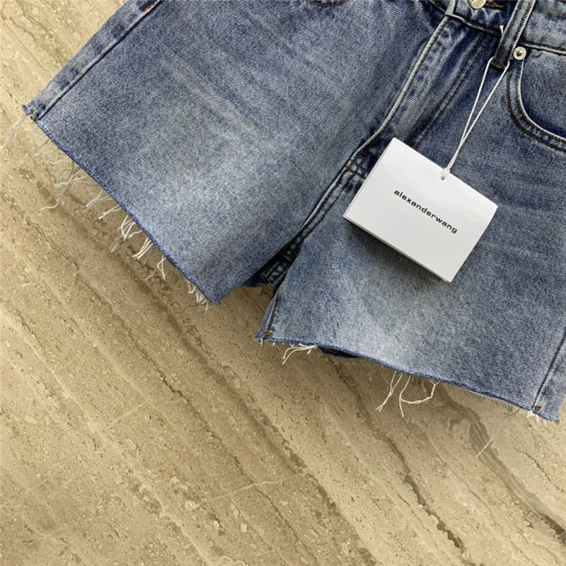 A1exa*der wang embossed lettering denim shorts