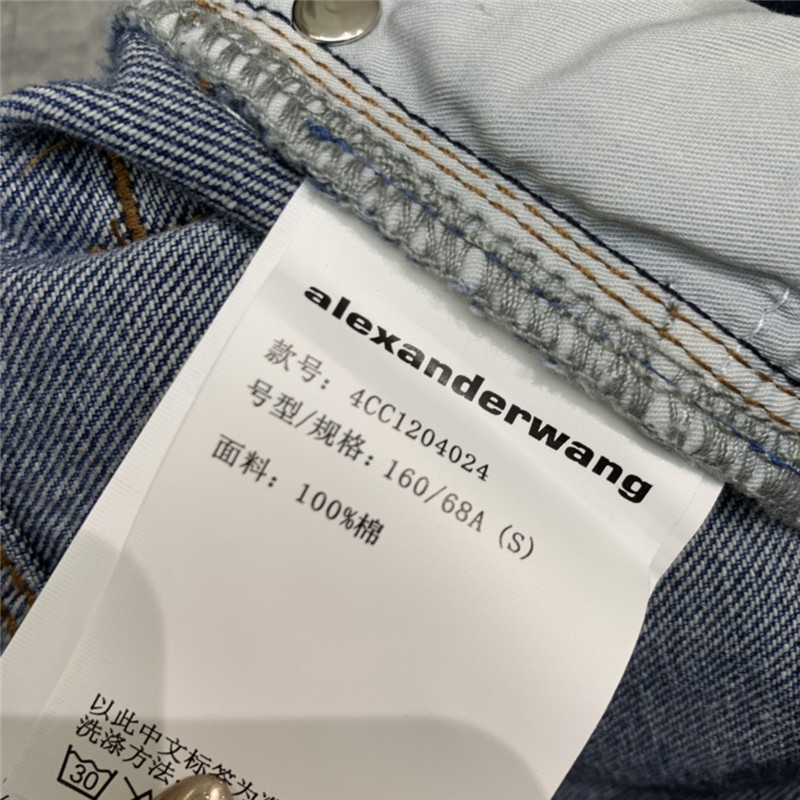 A1exa*der wang embossed lettering denim shorts
