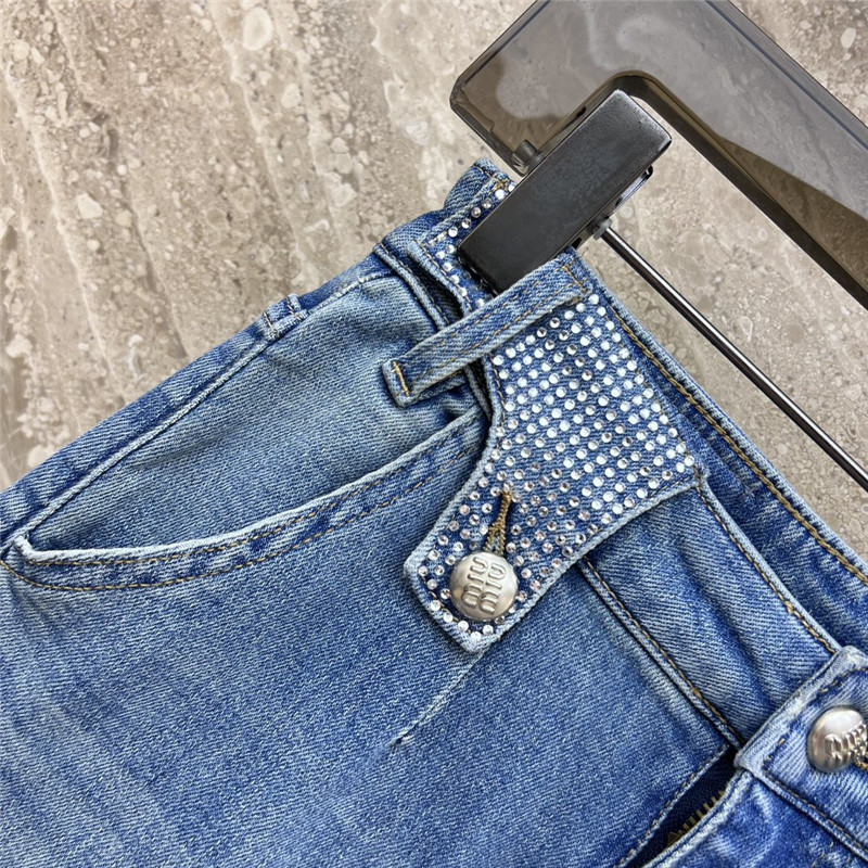 M1um1u cuffed rhinestone bootcut jeans