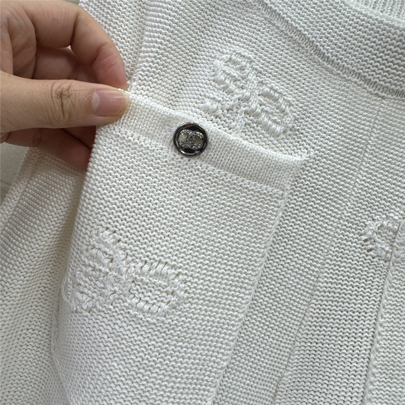 Ch**el hollow cotton and linen knitted straight trousers