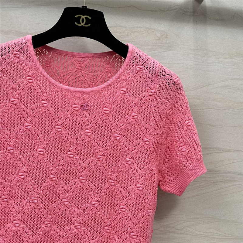 Ch**el pink short sleeve crew neck top