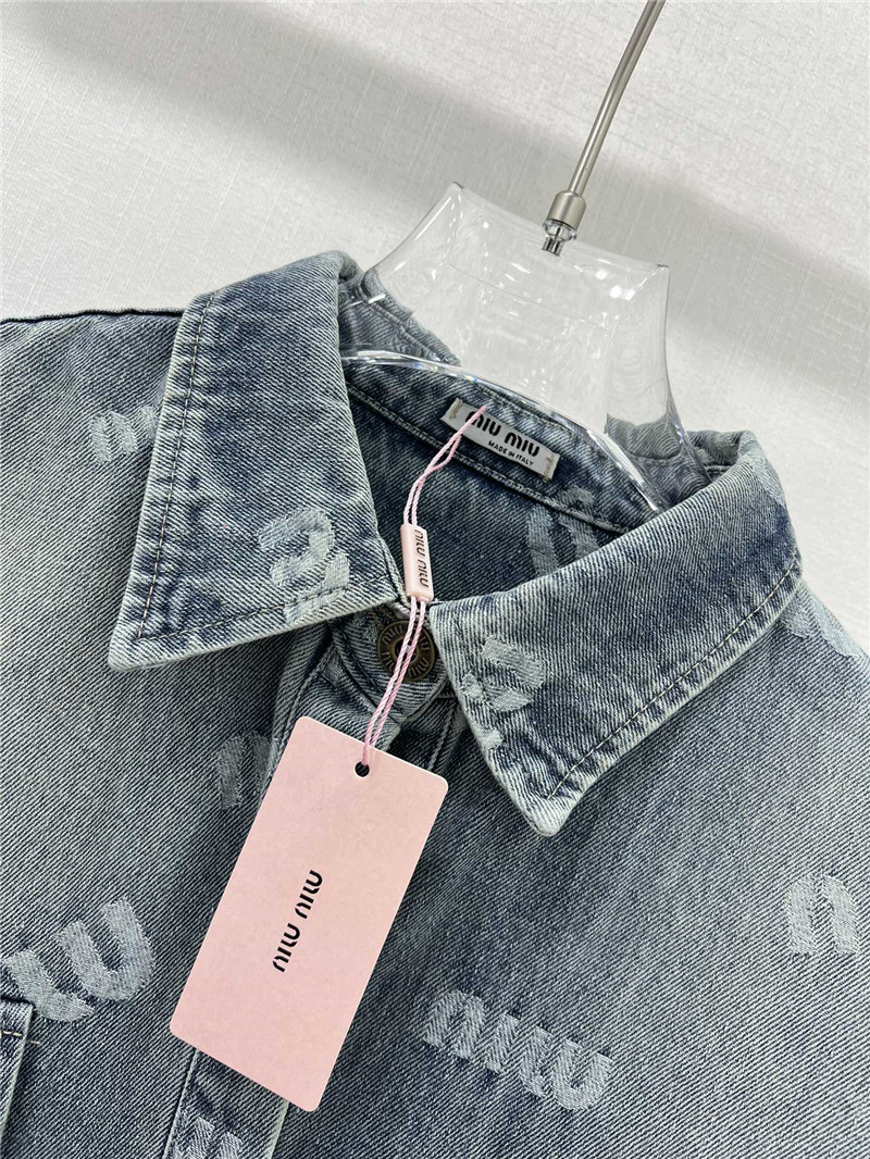 M1um1u letter jacquard denim shirt