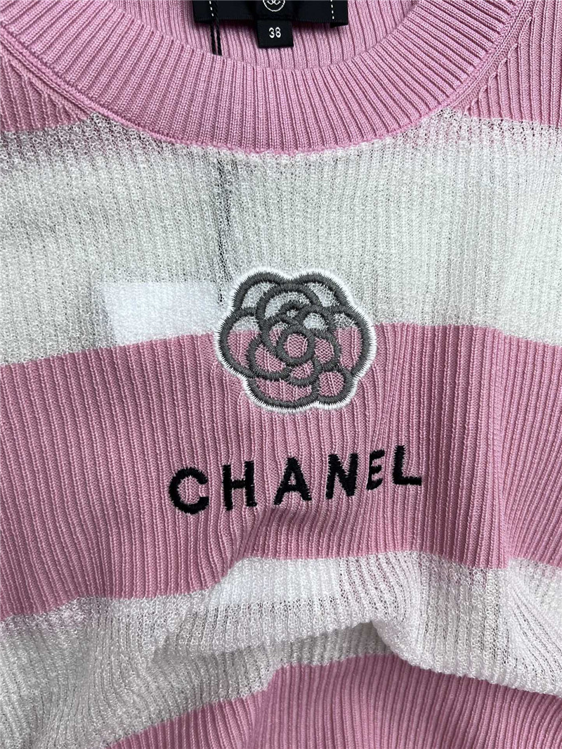 Ch**el logo striped knitted t-shirt
