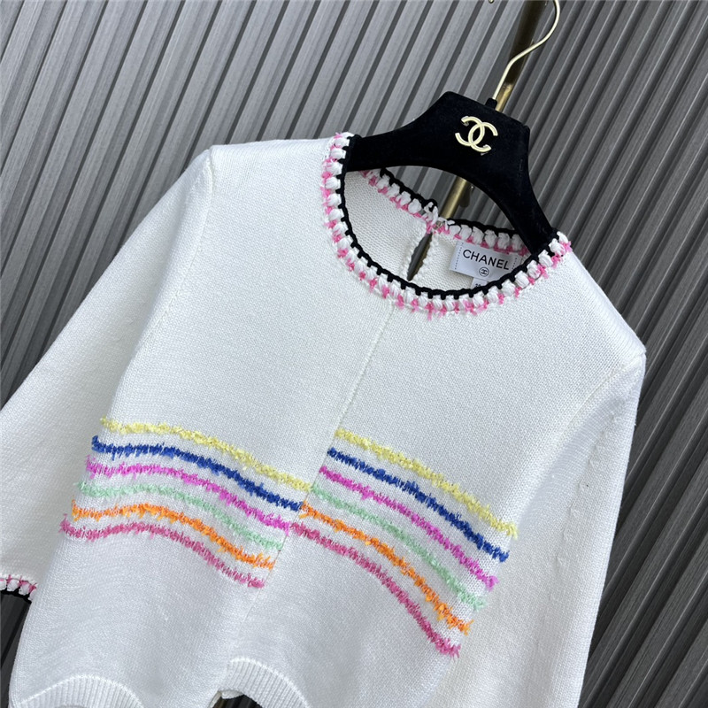 Ch**el striped mismatched color knitted top