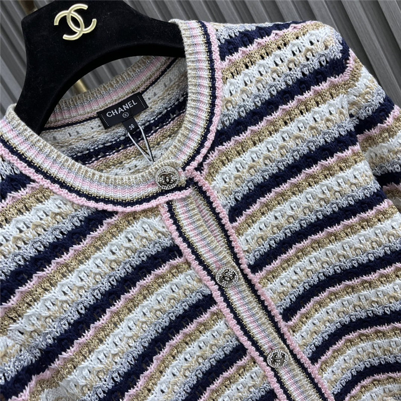 Ch**el contrast striped knitted cardigan