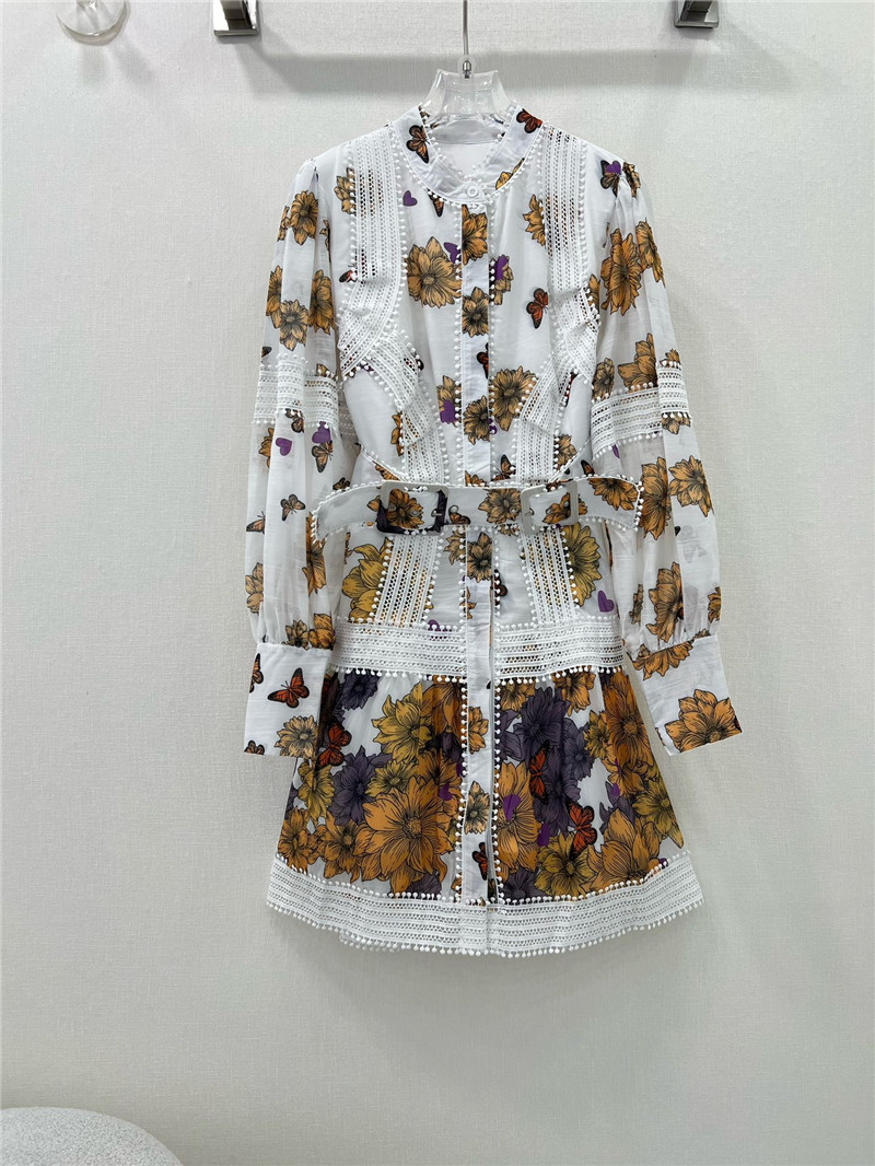 zimm printed patchwork belted slim dress