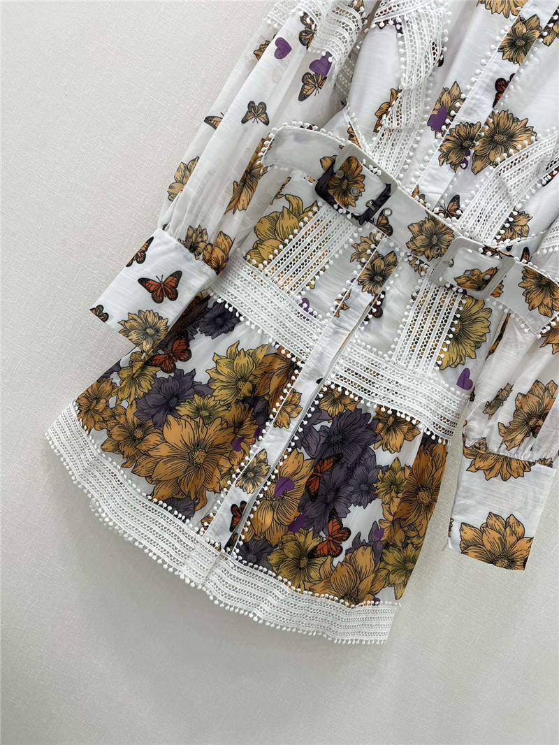 zimm printed patchwork belted slim dress