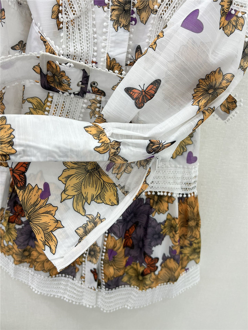 zimm printed patchwork belted slim dress