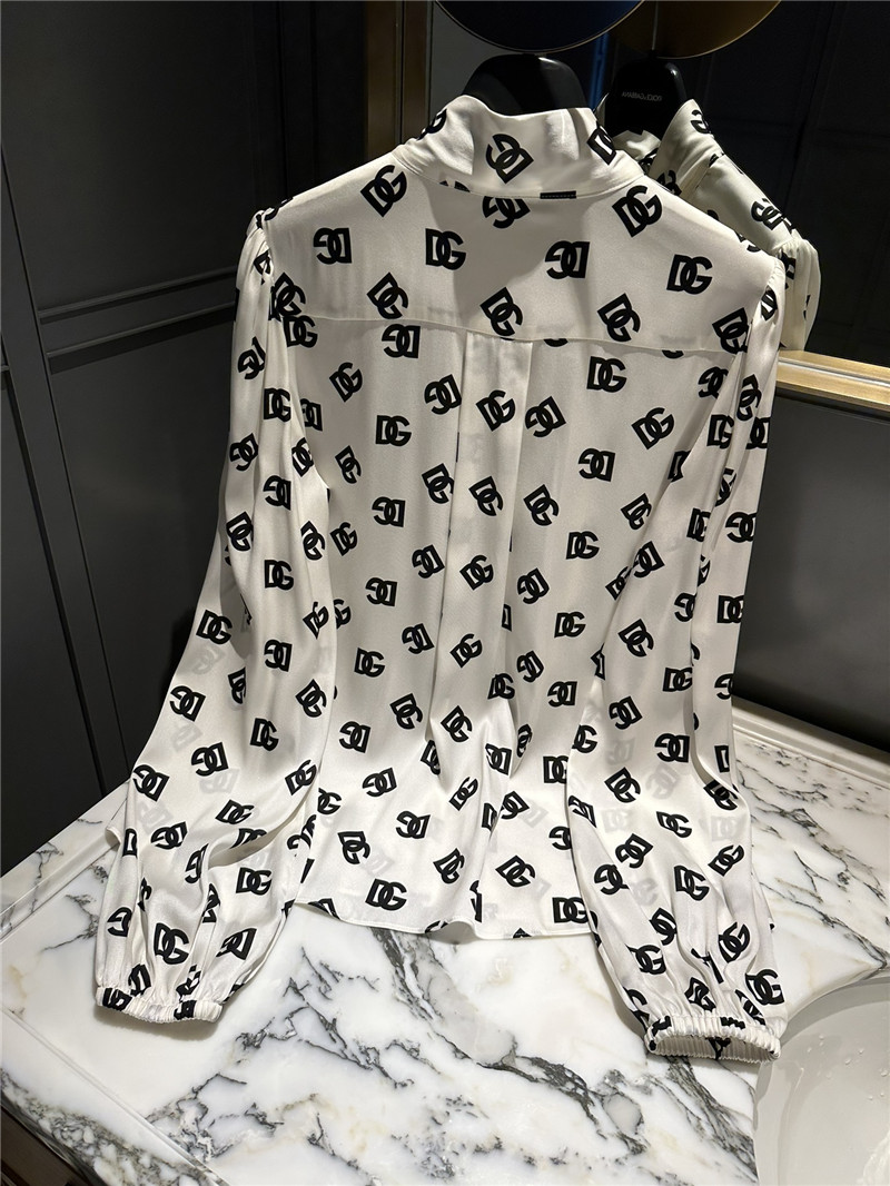 Dolce & Gabbana d&g logo silk satin print shirt