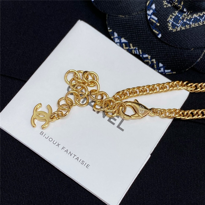 Ch**el denim 5 word double c necklace