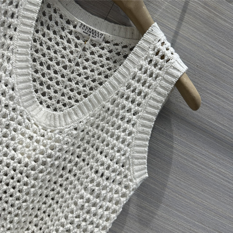 BC sequined cotton yarn round neck vest