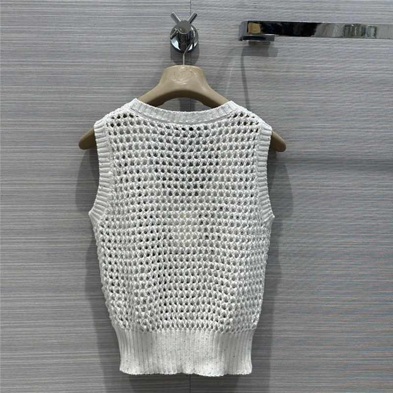 BC sequined cotton yarn round neck vest