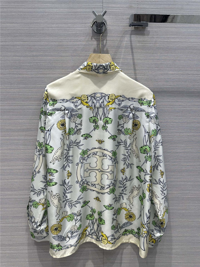 tory burch position printed silk shirt