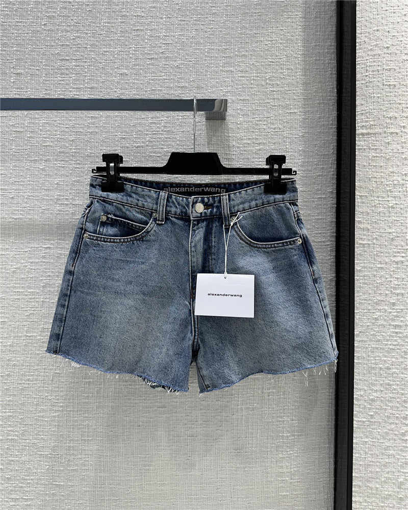A1exa*der wang 3d embossed lettering denim shorts