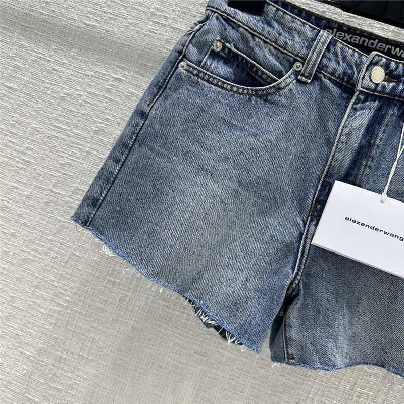 A1exa*der wang 3d embossed lettering denim shorts