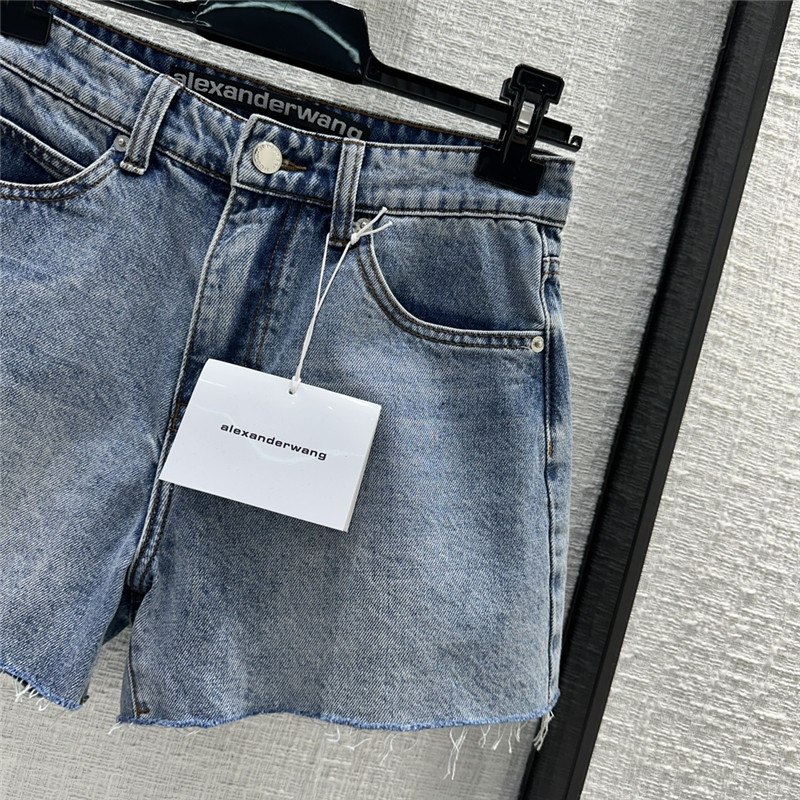 A1exa*der wang 3d embossed lettering denim shorts