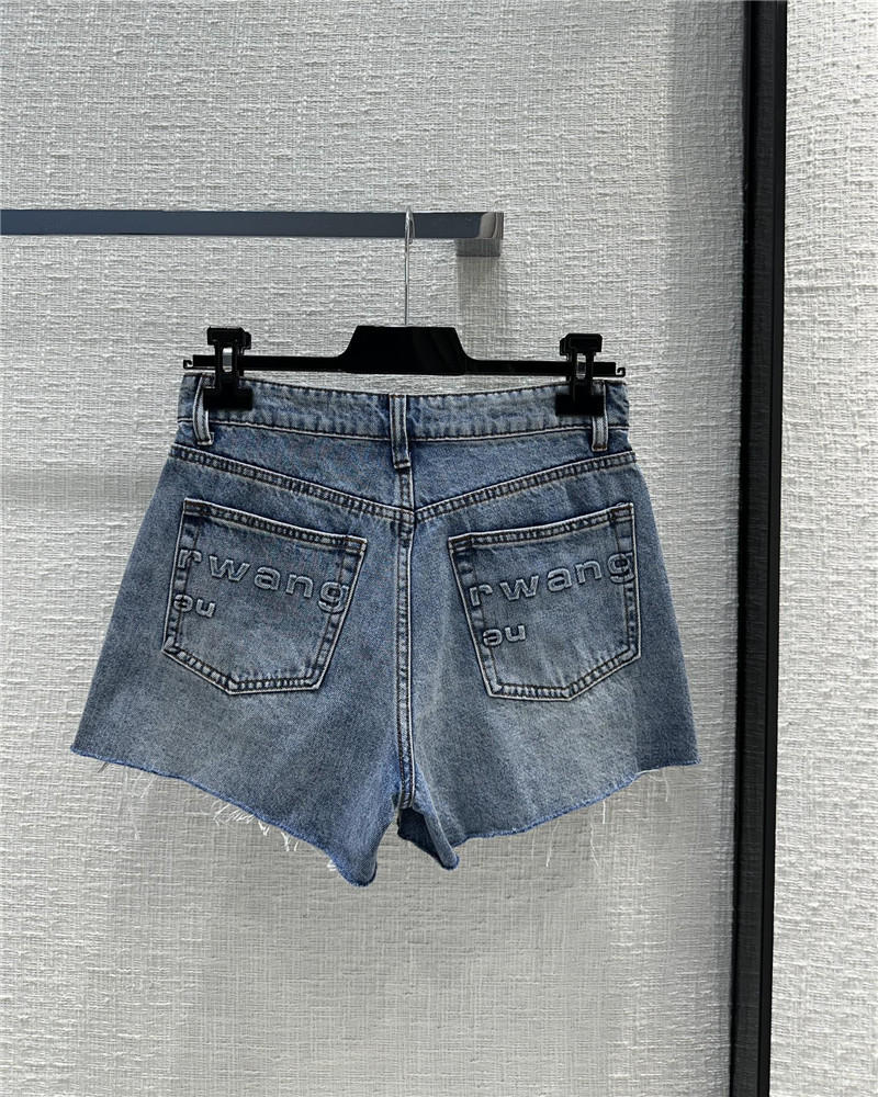 A1exa*der wang 3d embossed lettering denim shorts