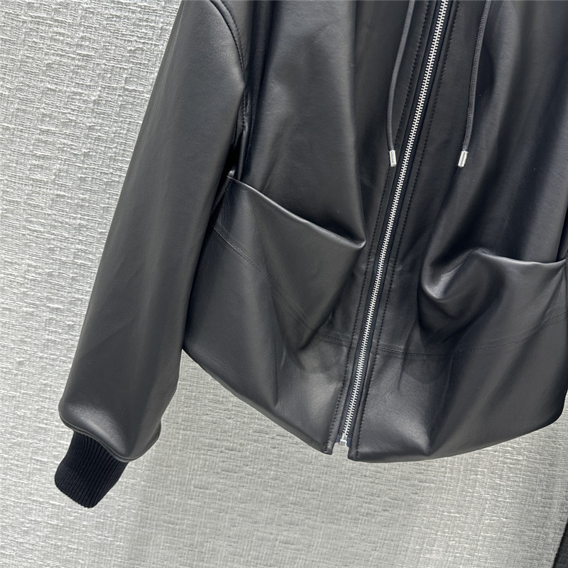 L0ew* hooded leather jacket