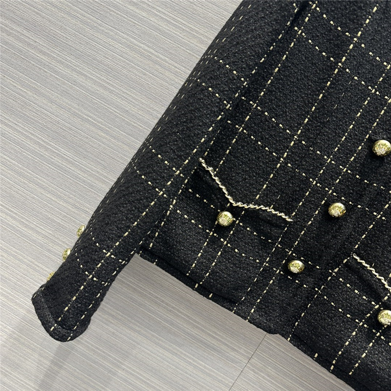 Ch**el black gold plaid short coat