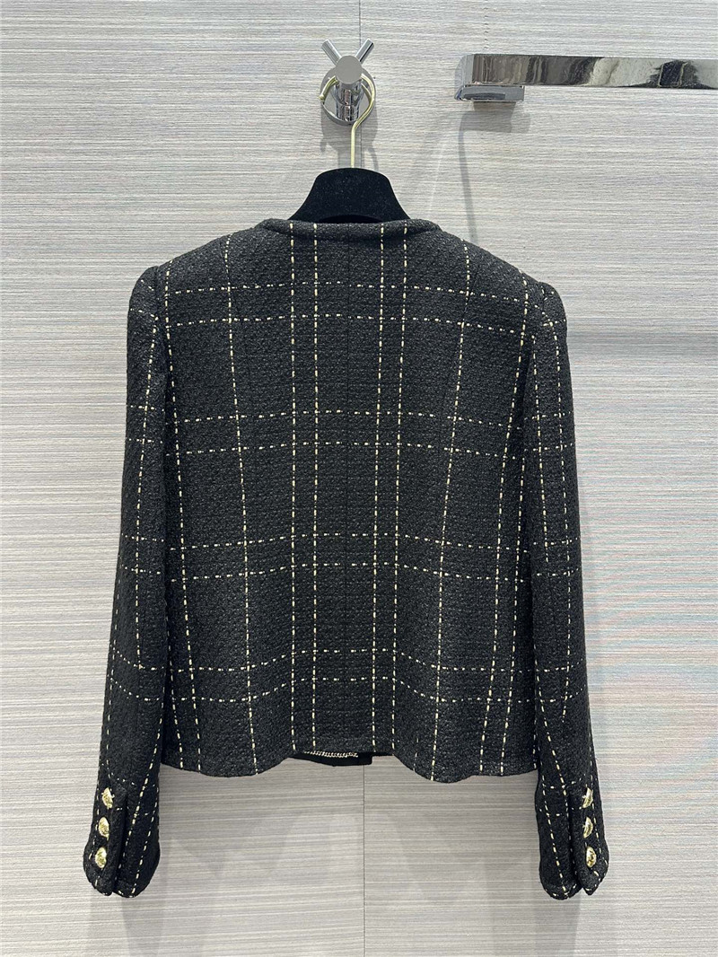 Ch**el black gold plaid short coat