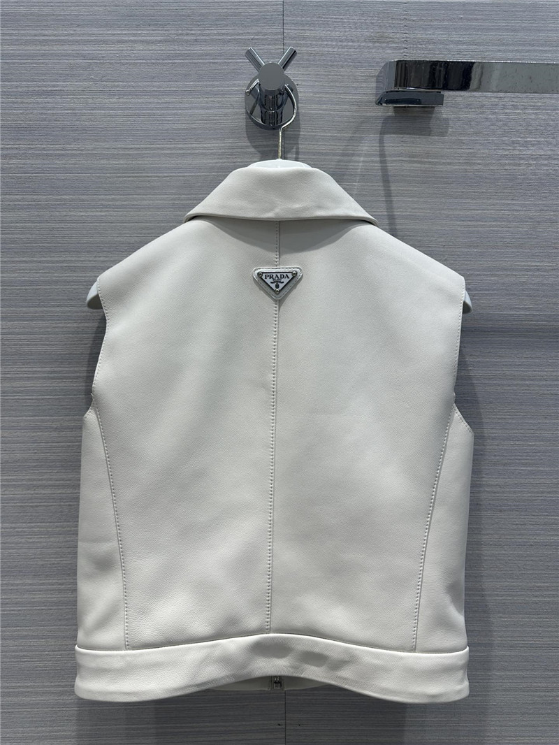 Pra*a premium white leather vest small jacket