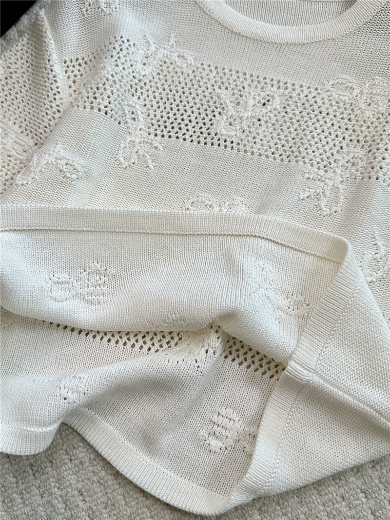 Ch**el positioning bow embroidered jacquard t-shirt