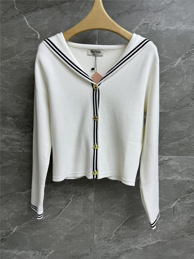 Miu Miu Navy Collar Knitted Cardigan