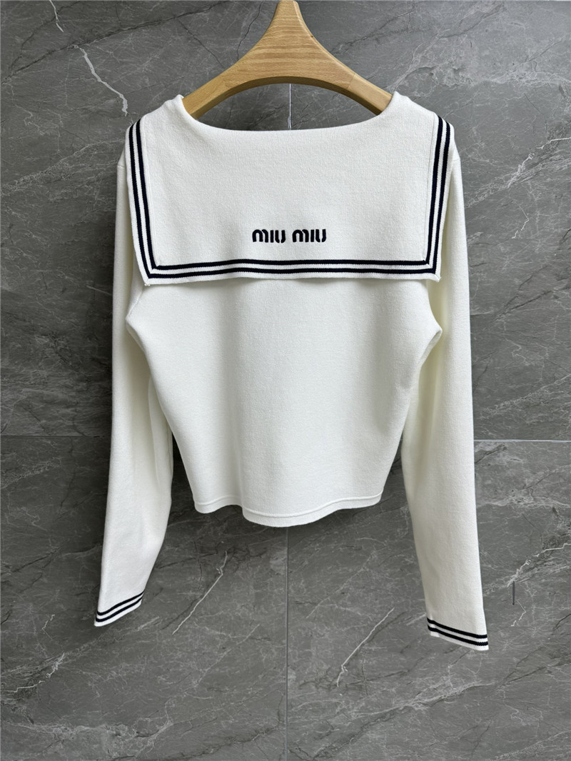 Miu Miu Navy Collar Knitted Cardigan