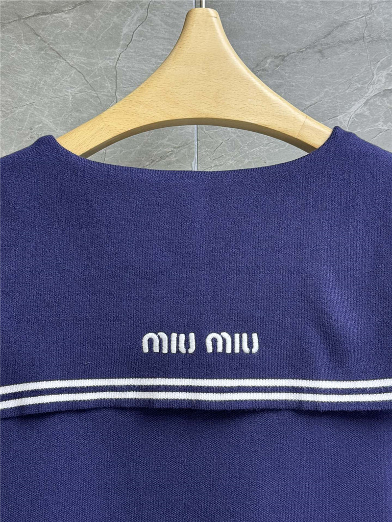 M1um1u navy collar knitted skirt