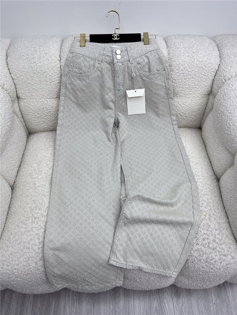 Ch**el jacquard wide leg jeans