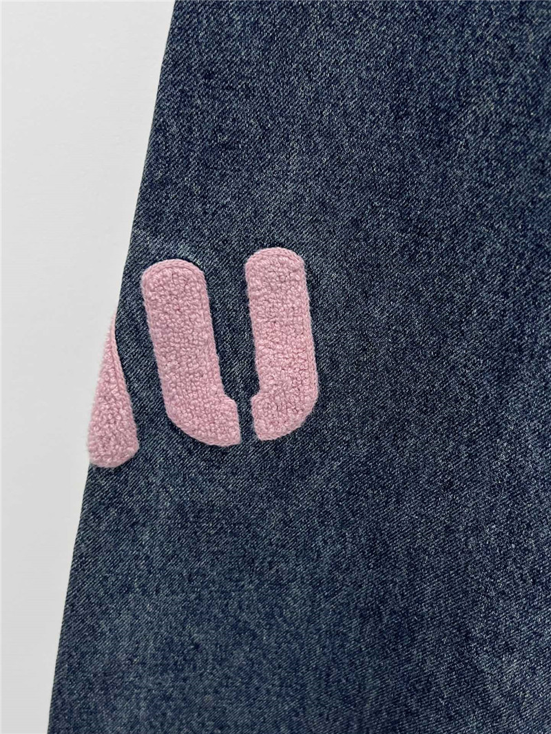 M1um1u pink letter logo wide leg pants