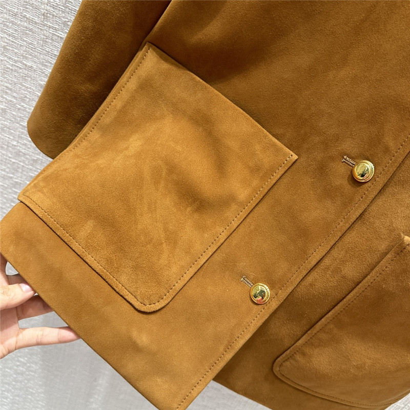 M1um1u suede hunting style four-pocket leather jacket