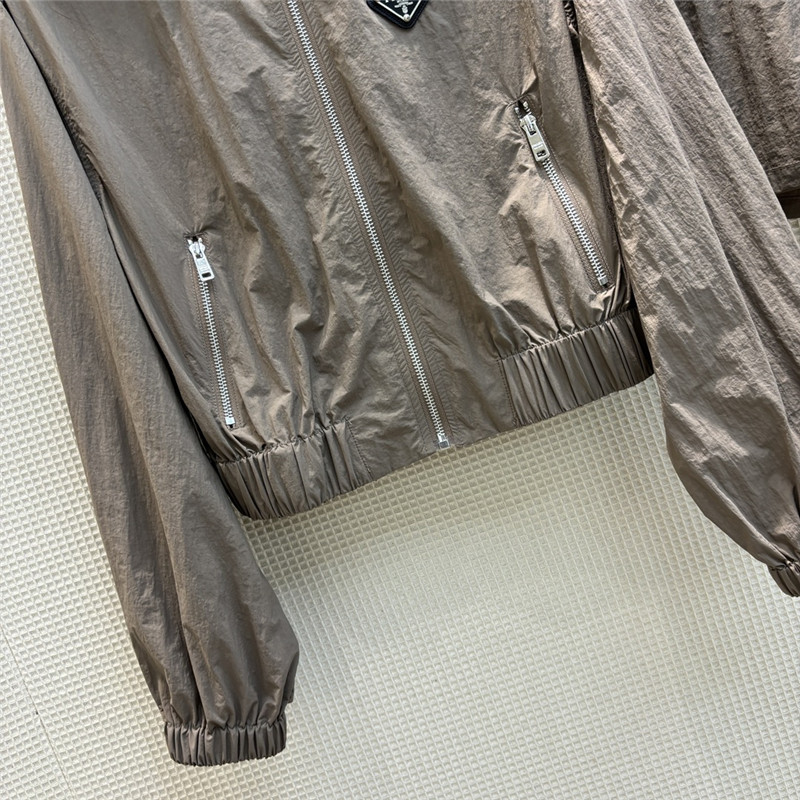 Pra*a hooded zipper jacket + elastic waist shorts set