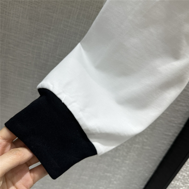 Pra*a contrast color polo short long sleeve top