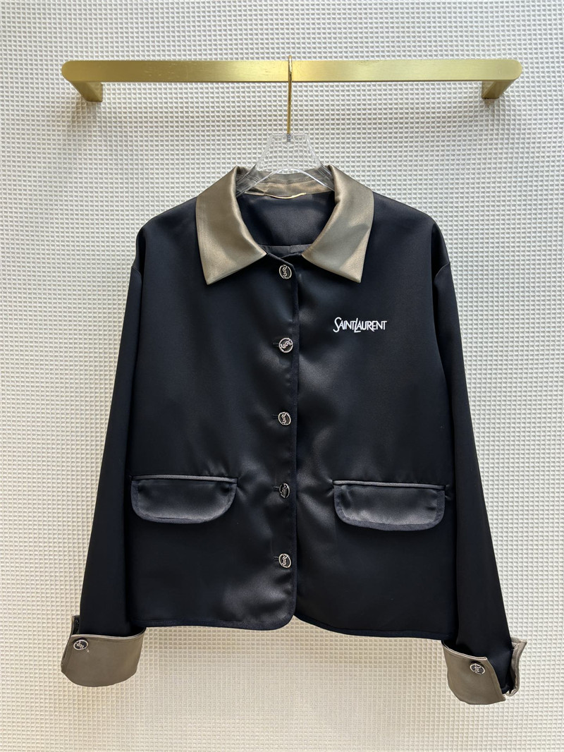 Y51 contrasting small lapel satin jacket
