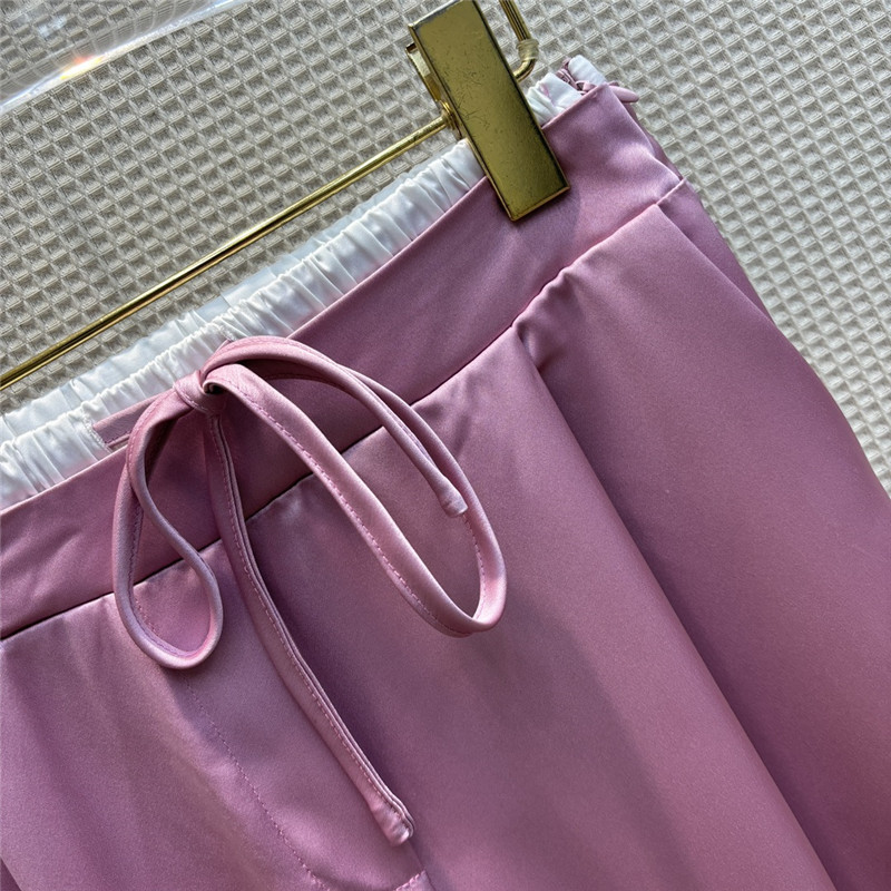 Y51 double-layered waistband ice silk wide-leg pants