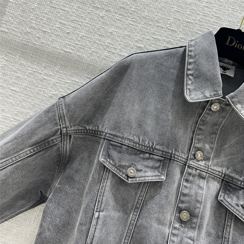 D10r eiffel tower printed washed denim jacket