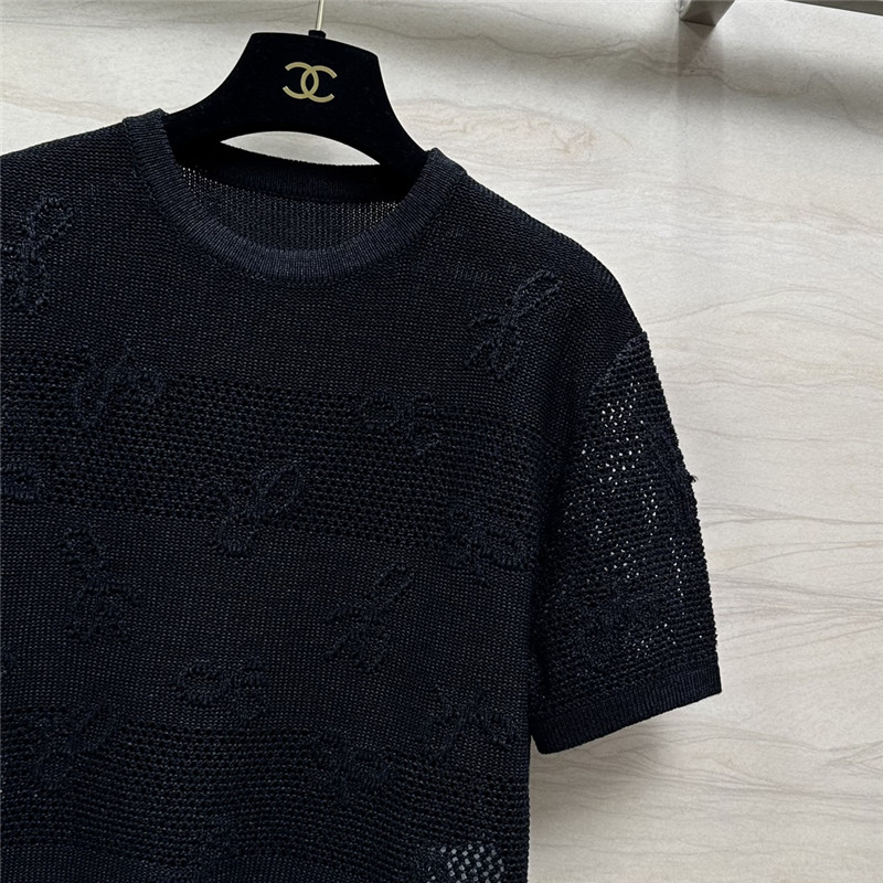Ch**el bow crochet classic rhombus knitted top