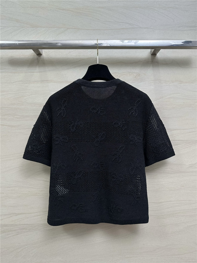 Ch**el bow crochet classic rhombus knitted top