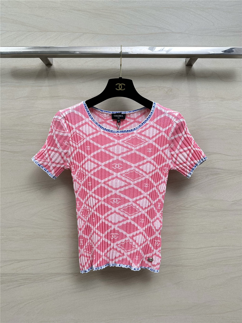 Ch**el celebrity style letter crocheted short-sleeved top