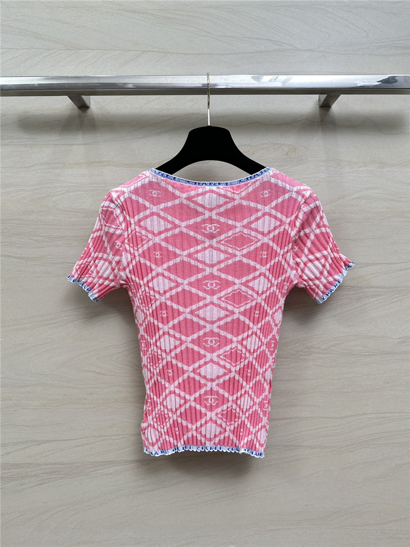 Ch**el celebrity style letter crocheted short-sleeved top