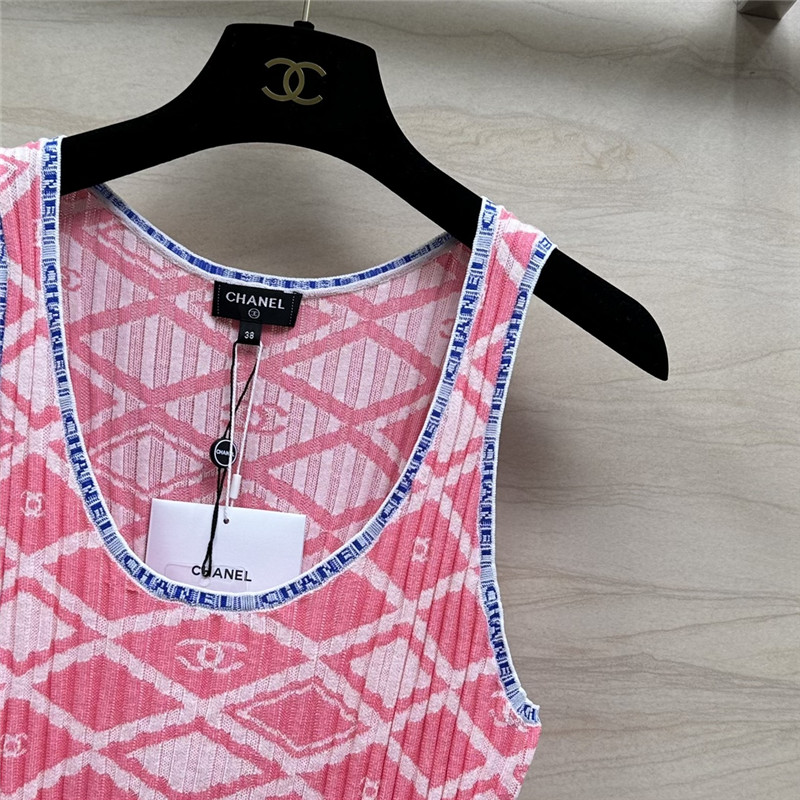 Ch**el lady style letter crochet contrast vest top
