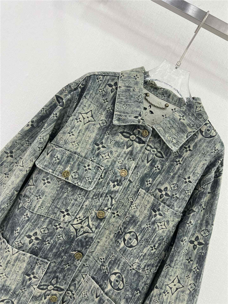 l0vis Vvtt0n lv denim jacket with full logo for couples