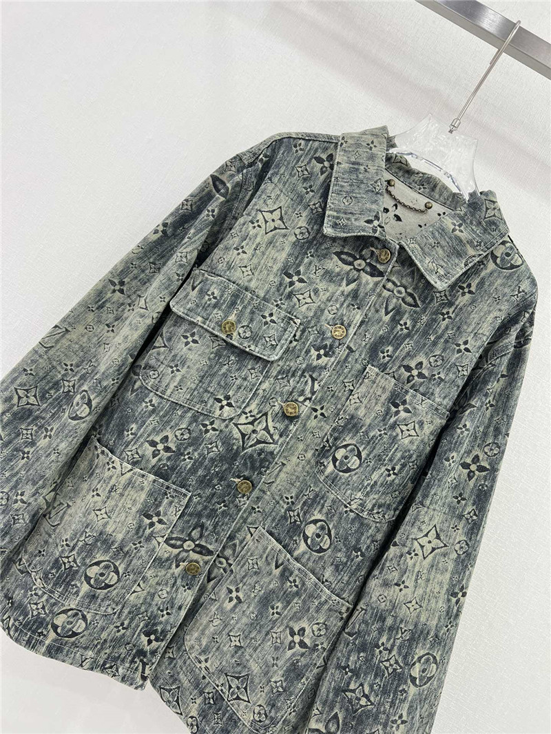 l0vis Vvtt0n lv denim jacket with full logo for couples