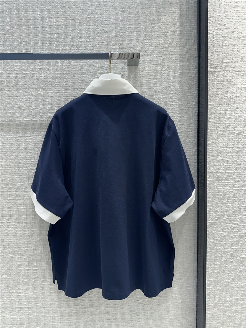 Pra*a contrast color polo short sleeve top