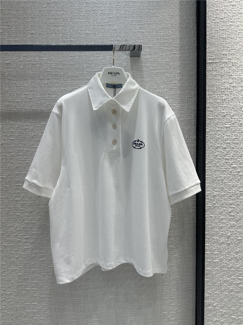Pra*a contrast color polo short sleeve top