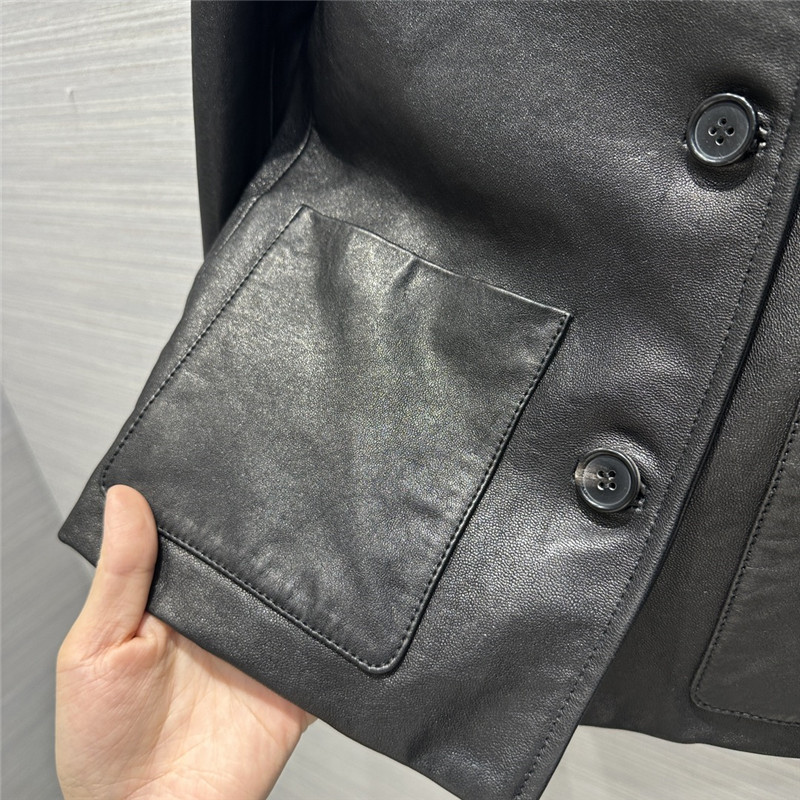 M1um1u preppy leather jacket