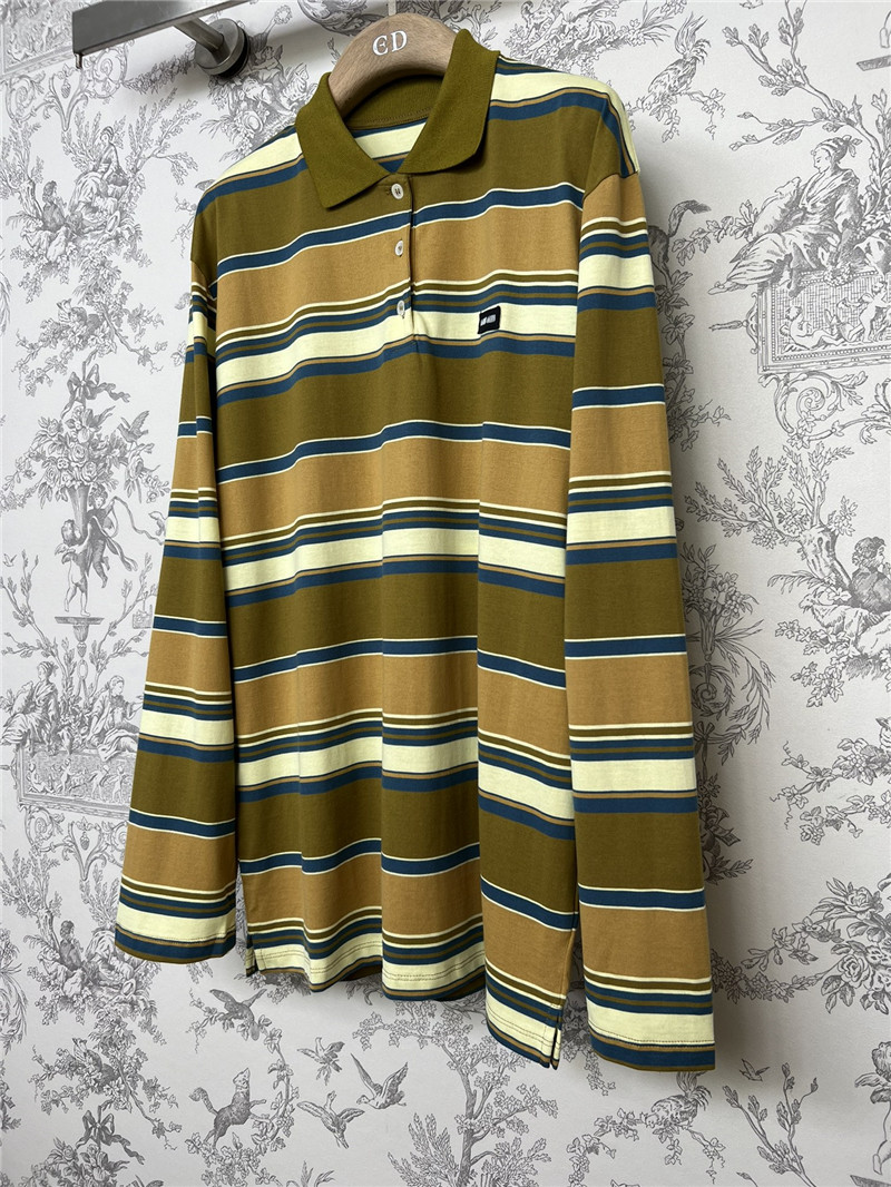 M1um1u new polo collar striped long sleeves