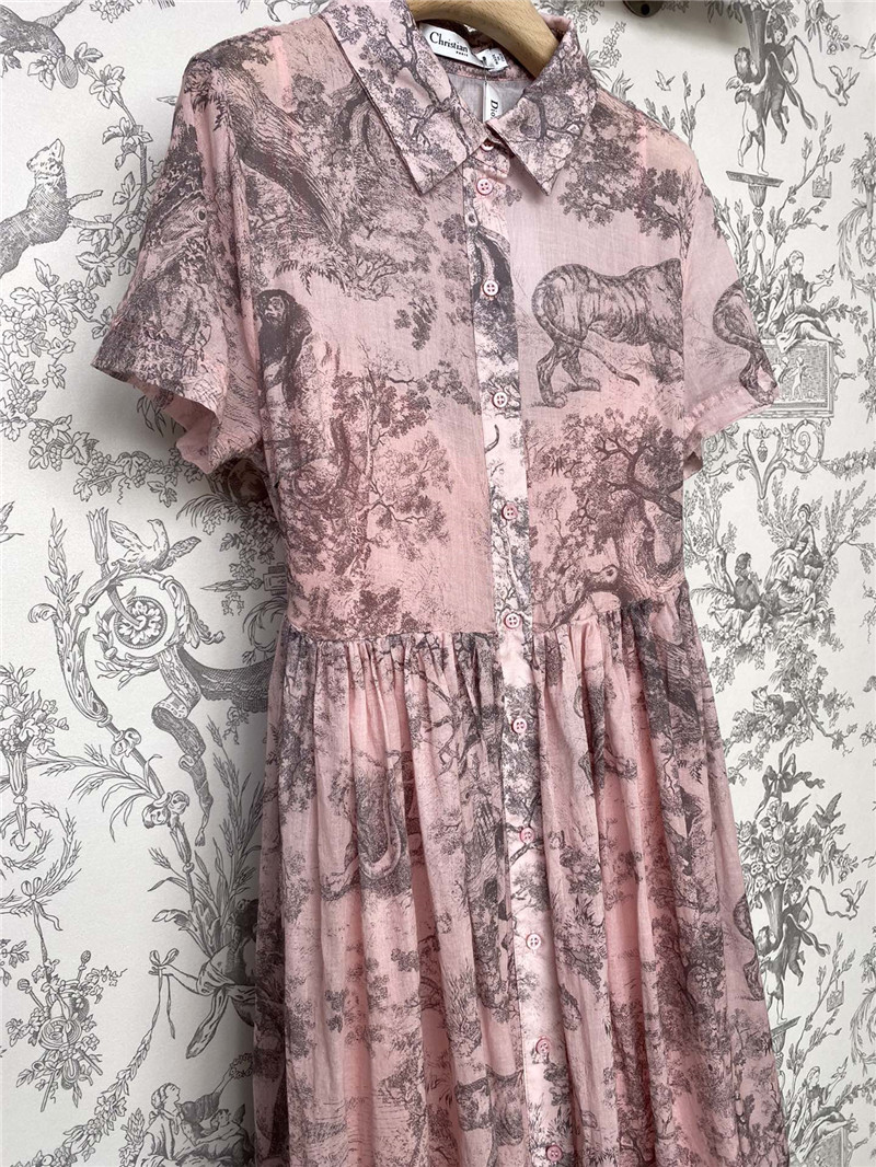 D10r lapel short sleeve animal long dress